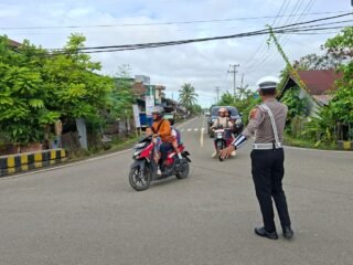Sat Lantas Polres Sarmi Intensifkan Strong Point Pagi di Sejumlah Titik Rawan