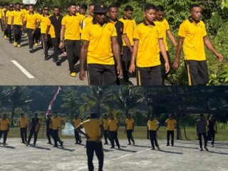 Personel Polres Mamberamo Raya Melaksanakan Kegiatan Olahraga Pagi