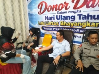 Sambut HUT Lalu Lintas ke-71, Ditlantas Polda Papua Barat Gelar Donor Darah